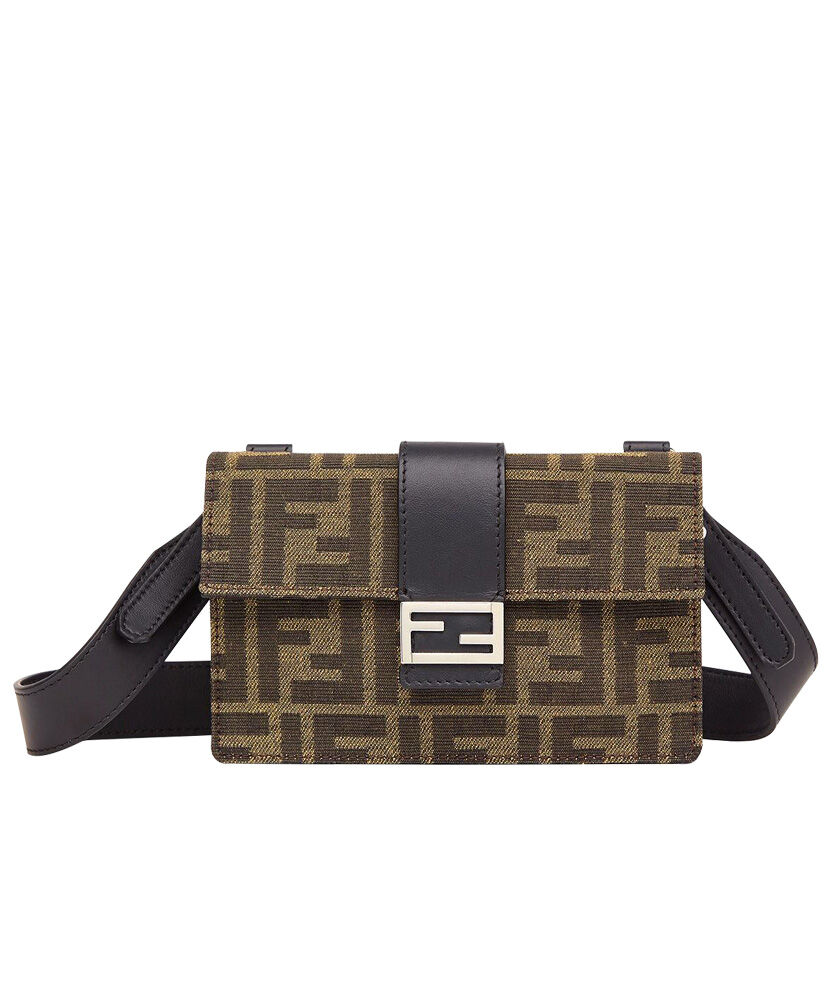 Fendi Baguette Pouch Fabric Bag 7M0295 Coffee